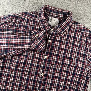 Bill Reid XL Men's‎ Casual Button Down Shirt Navy Red Plaid Made In USA